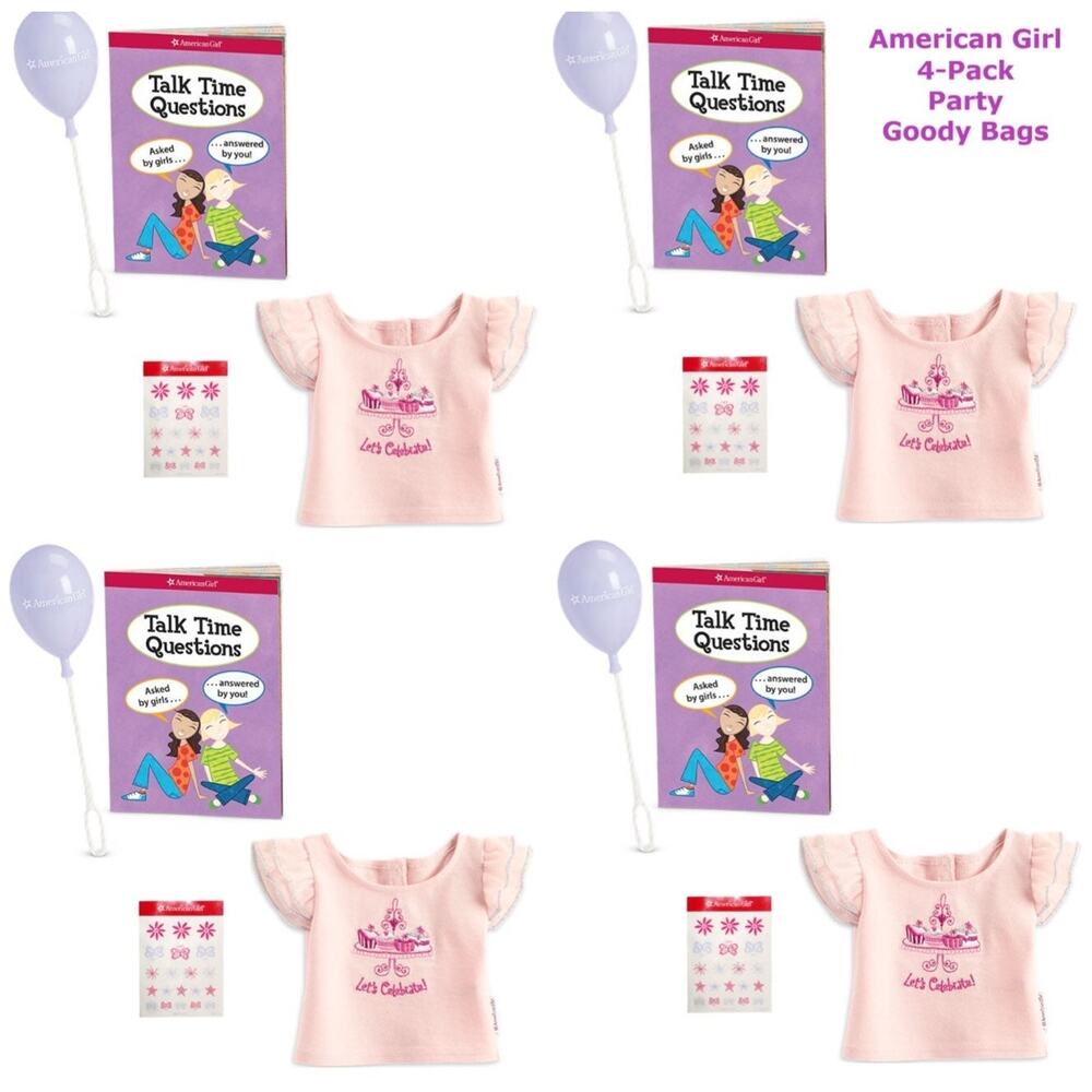 Set (4) American Girl Birthday Party Packs GOODIE BAGS Balloon Stickers Book Top
